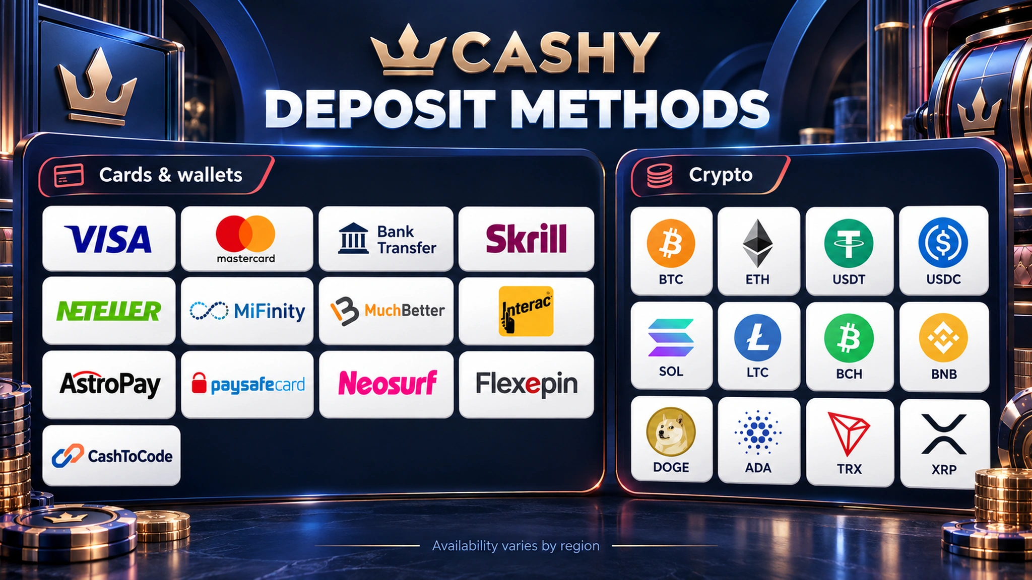 Cashy casino payment and game options